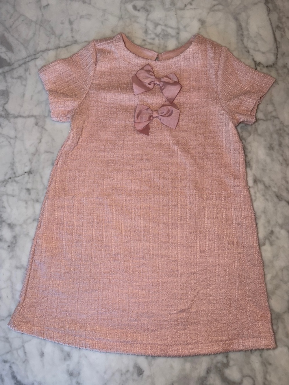 NWT H&M Pink Tweed Bow-Accent Girls' Dress
